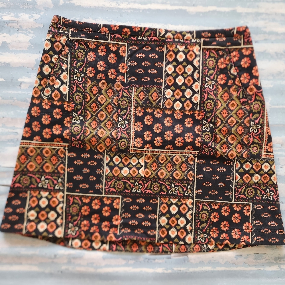 Floral Patchwork Skirt - Multicolor